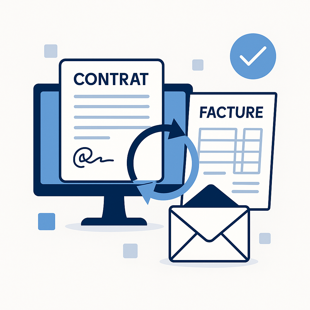 Illustration de contrat et facture